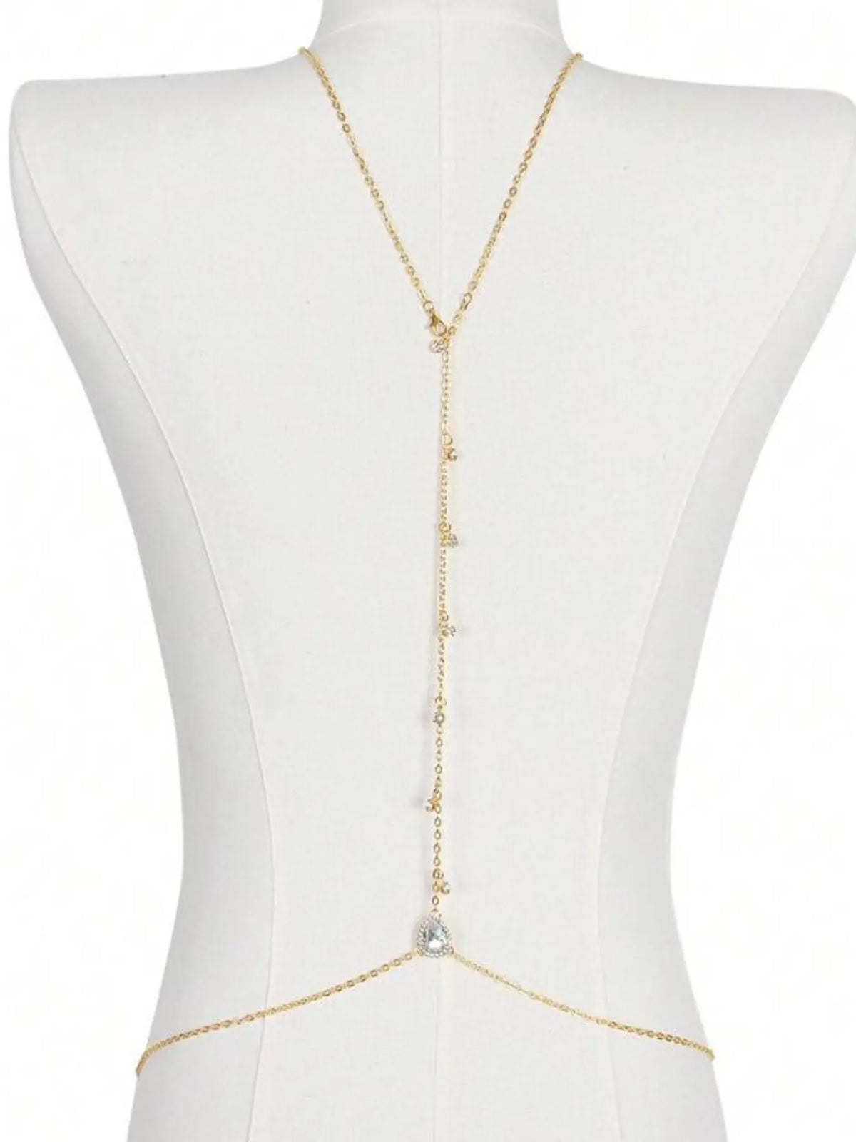 Rhinestone Decor Back Chain Necklace, Bling Chain, Fashion Body Jewelry for Party, Daily Clothing Decor, Trendy All-match & Exquisite Jewelry for Birthday Gift