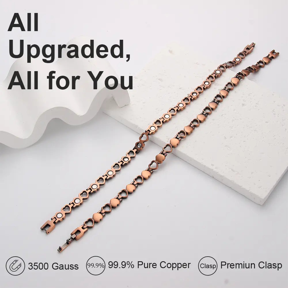 Magnetic Copper Anklet for Women 99.9% Pure Copper 3500Gauss Neodymium Magnets Adjustable Hypoallergenic Anniversary Jewelry Gift
