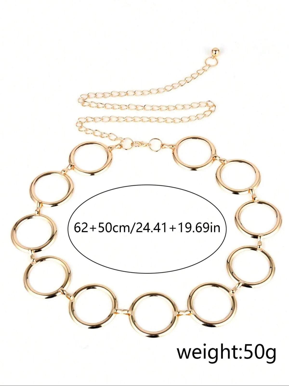 Women's Punk Style Geometric Ring Linked Body Chain, Fashion Body Jewelry for Parties & Daily Wear, Trendy Versatile & Exquisite Jewelry for Birthday Gifts