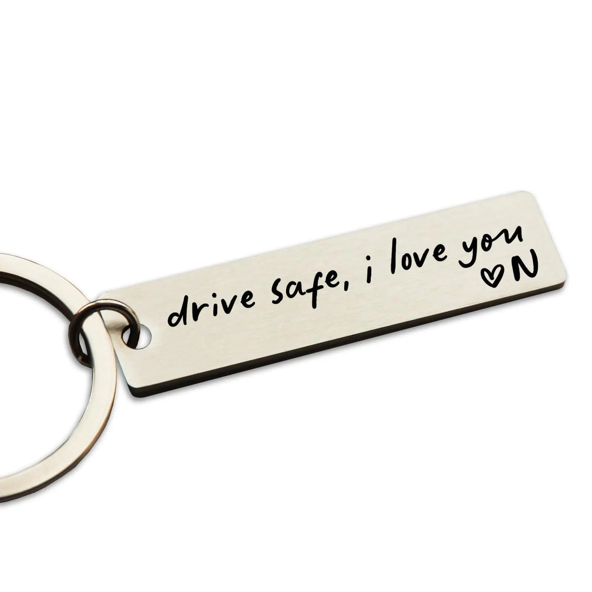 Drive Safe I Love You Initial Personalized Stainless Steel Keychains – Romantic Valentine's Gift, Keychains for Women & Men, Keychain for Car Keys, Thoughtful New Driver Gift