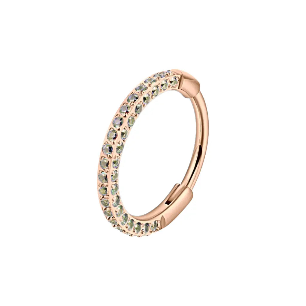 Titanium Triple Sided Micro Gem Hinged Nose Hoop Beauty Mark Jewelry