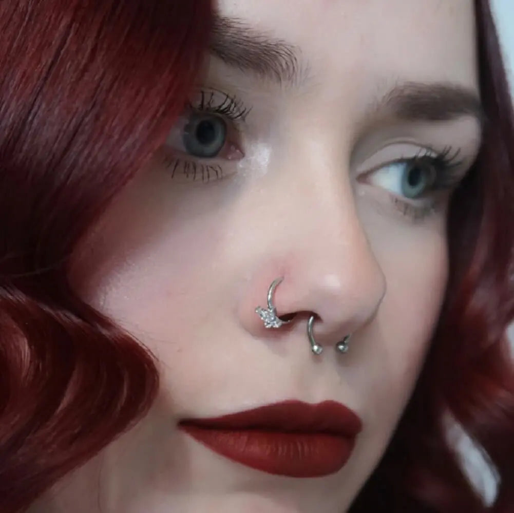 Oufer 18G/20G Butterfly CZ Nose Ring Helix Earring - 316L Stainless Steel