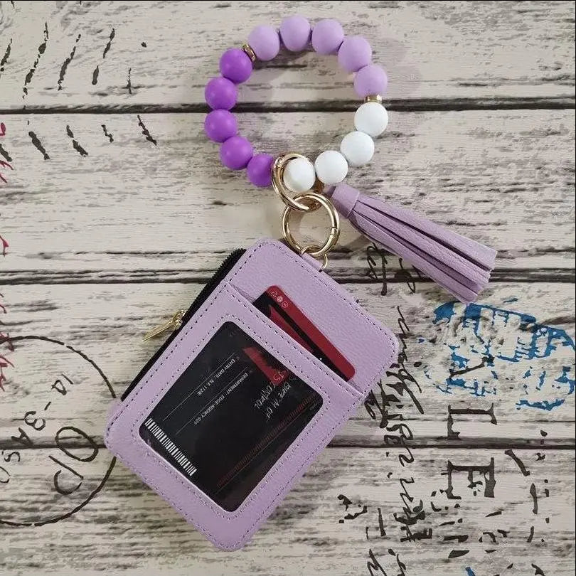 Holeapmo Boho Style Beaded & Tassel Decor Keychain, Fashionable Silicone Beaded Keychain for Women & Girls, Trendy All-match Keychain for Birthday Gift