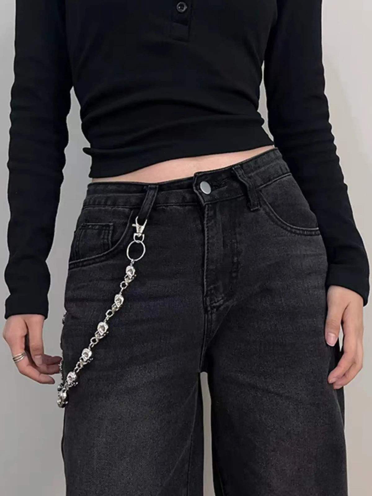 Pants Chain Waist Chain for Men Women,Biker Skull Chain Wallet,Long Cool EMO Punk Trousers Pocket Belt Key Chains for Hip Hop Rock Jean Gothic Clothing Accessories, Chain Accessory