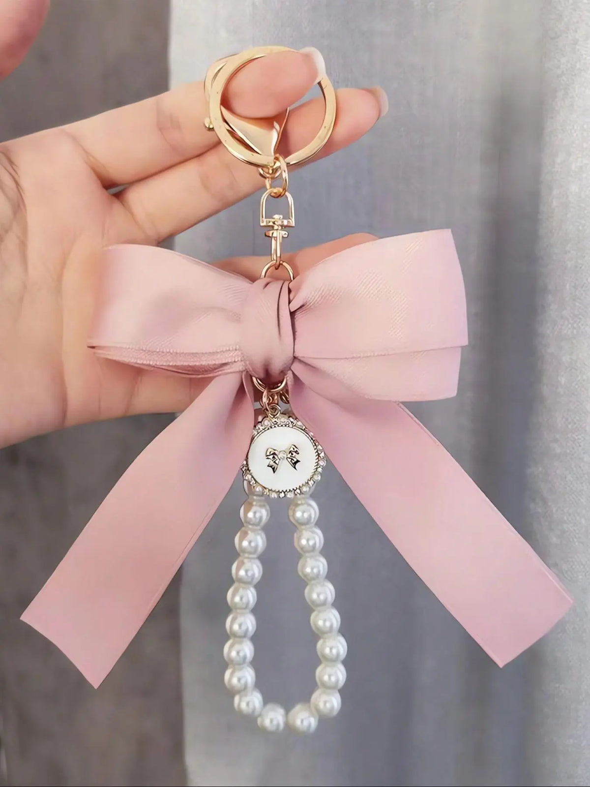 Cute Bow Design Bag Keychain, Faux Pearl Bracelet Keychain, Bag Pendant Keychain, Fashionable Bag Charm for Women & Girls, Cute Keychains