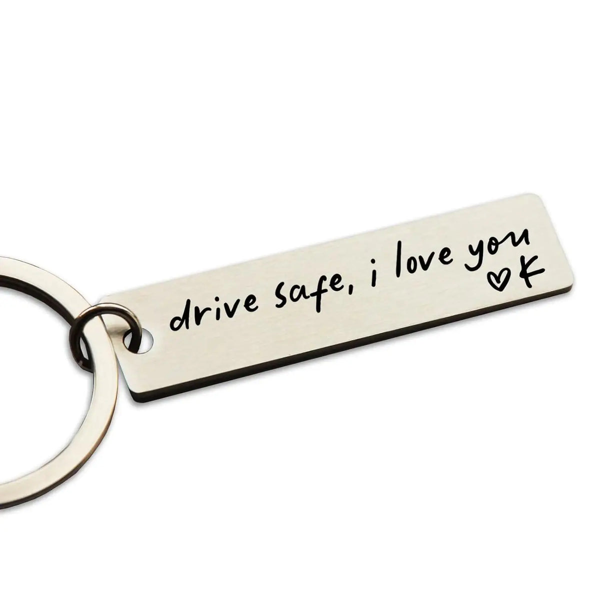 Drive Safe I Love You Initial Personalized Stainless Steel Keychains – Romantic Valentine's Gift, Keychains for Women & Men, Keychain for Car Keys, Thoughtful New Driver Gift