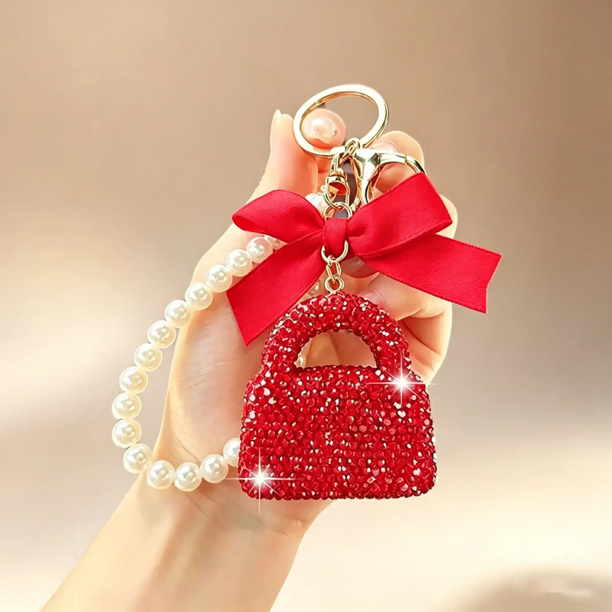 Shiny Rhinestone Bow Keychain Charm - Lightweight, Durable Phone Charm with Ring Hook, Compact Purse Bag Pendant, Holiday Giftready Accessory for Ladies