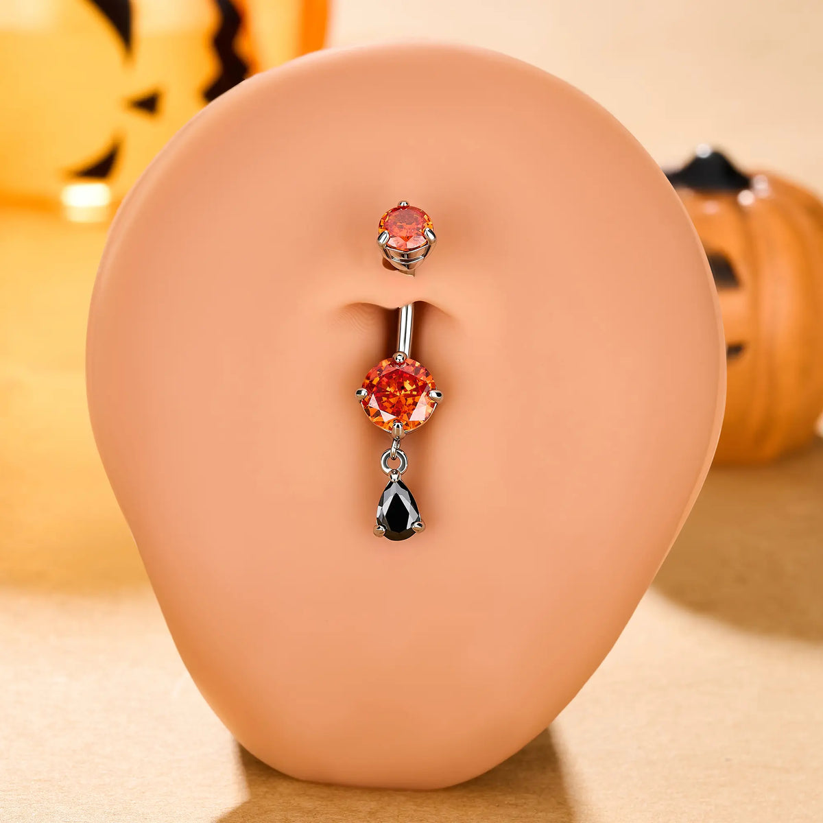 OUFER 14G Rhinestone Dangle Navel Piercing Belly Button Ring, Non Tarnish Stainless Steel Women's Body Jewelry Accessory, Navel Piercing Jewelry
