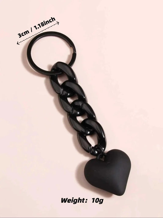1pc Heart & Chain Charm Keychain Solid Key Ring Minimalist Bag Accessory Car Pendant Phone Ornament,Bag Charm,Christmas gift, New Year gift