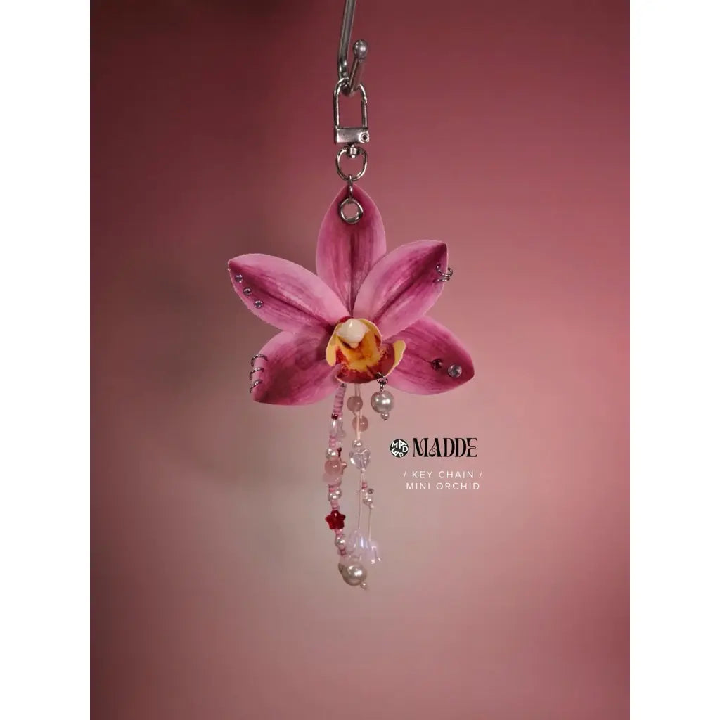 [NEW] Handcrafted Mini Orchid Bag Charm – Cute Floral Keychain