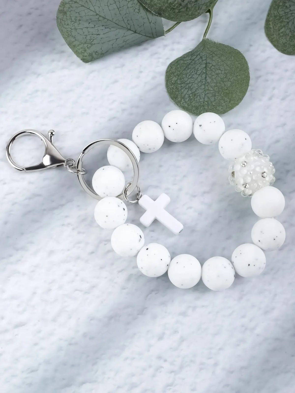 Macaron Cross Beaded Bracelet Keychain, Cute Keychains, Matching Tassel Pendant, Soft Beads Design, Perfect Gift for Friends and Mom, Easter and Thanksgiving Gifts