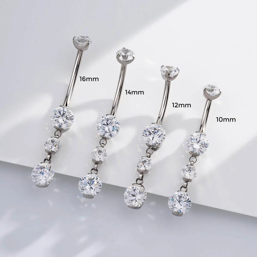 Oufer 14G Implant Grade Titanium Internally Threaded Dangle CZ Gems Belly Button Ring Belly Piercing Jewelry Navel Piercing