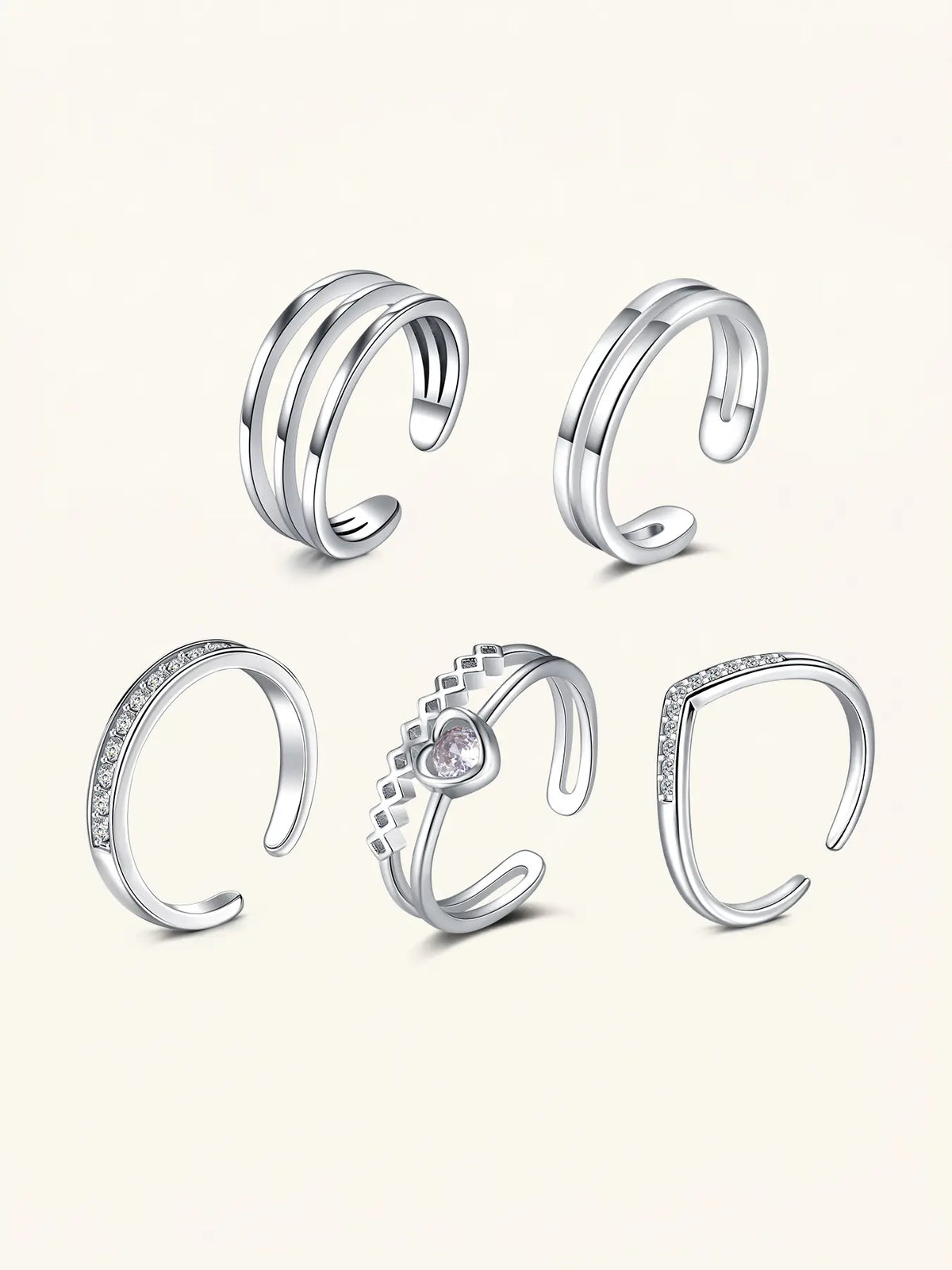 Women's Hypoallergenic Stainless Steel Sparkling Zircon Inlay CZ Toe Rings, Adjustable Open Band Toe Ring Foot Jewelry for Parties and Summer Wear