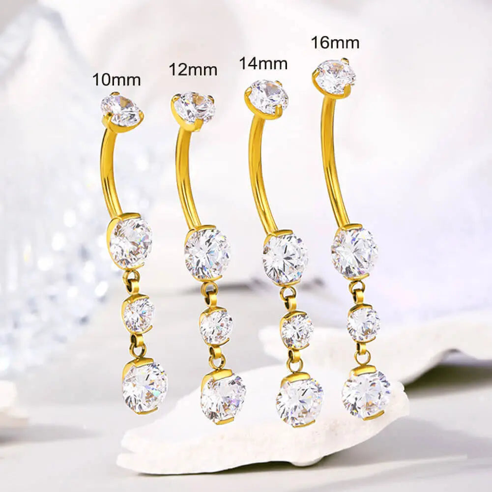Oufer 14G Implant Grade Titanium Internally Threaded Dangle CZ Gems Belly Button Ring Belly Piercing Jewelry Navel Piercing