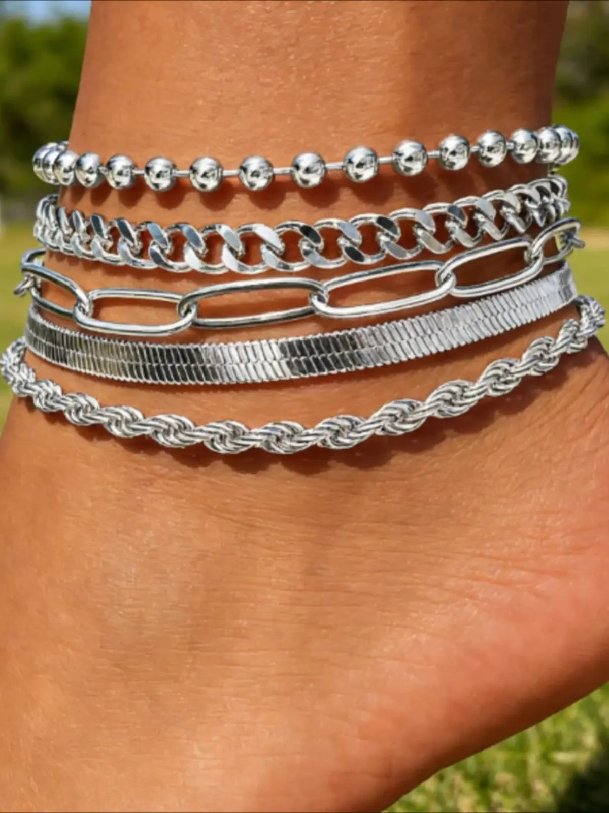 5-piece personalized ankle new alloy decoration combination foot jewelry fashion women's beach ankle accessories Anklets Jewellery