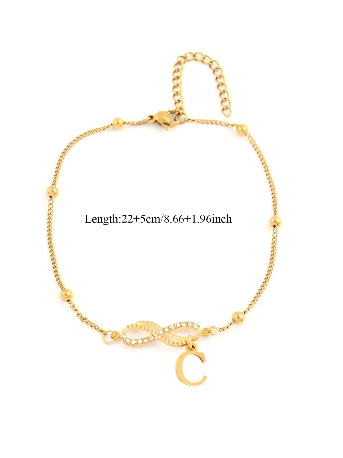 Women's Stainless Steel Anklet, Personalized Fashionable Infinite Symbol Initial Letter Design, Casual All-Season Foot Jewelry, Trendy Jewelry, Fashionable Accessory