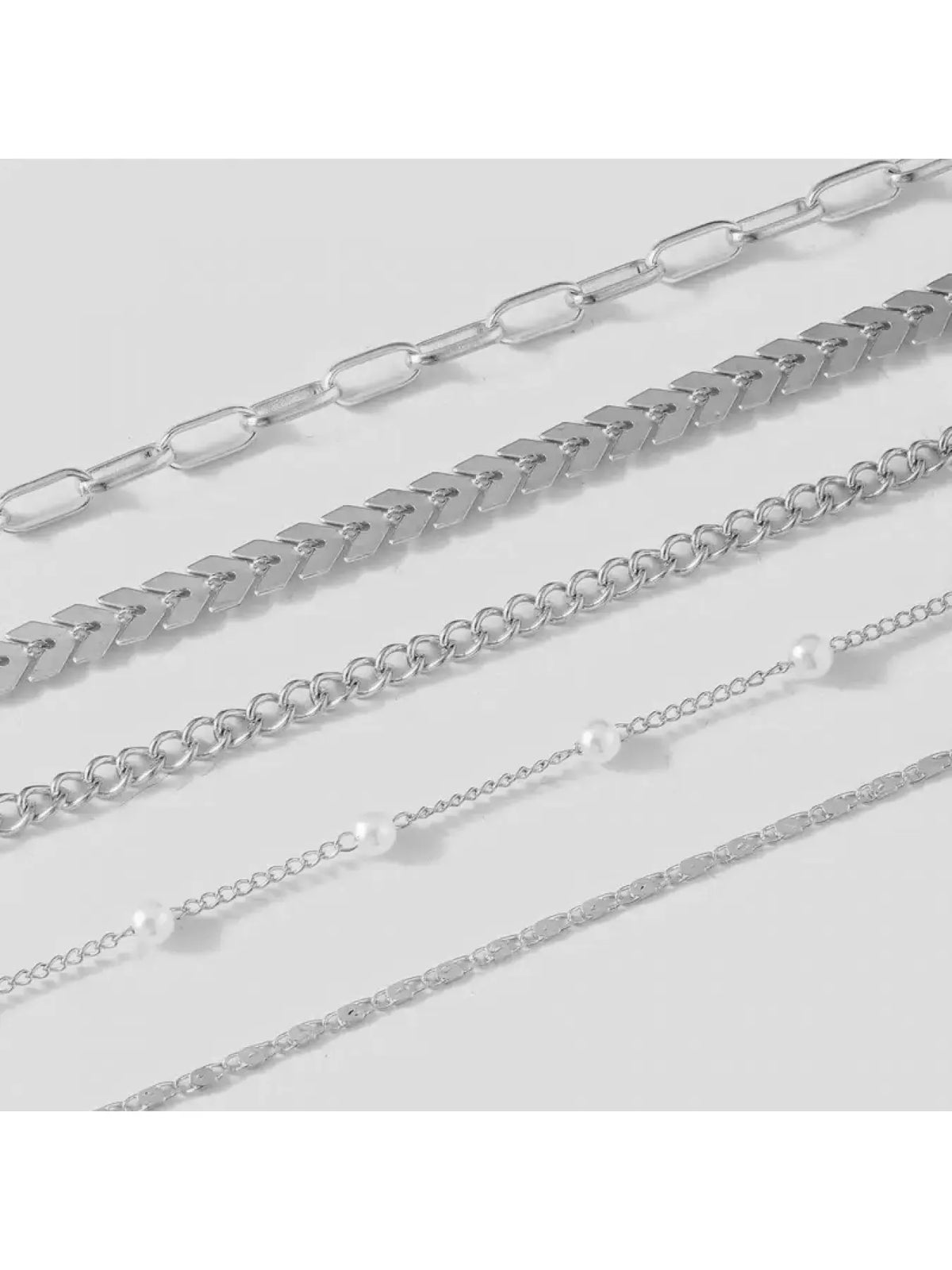 5Pcs Gold Layered Anklet Set for Women, Mixed Chevron Paperclip Cuban Pearl Chain Ankle Bracelets, Boho Dainty Stackable Anklets for Summer Beach Vacation Party Birthday Jewelry Gift, Fashionable Jewelry Accessories, Fashion Accessories