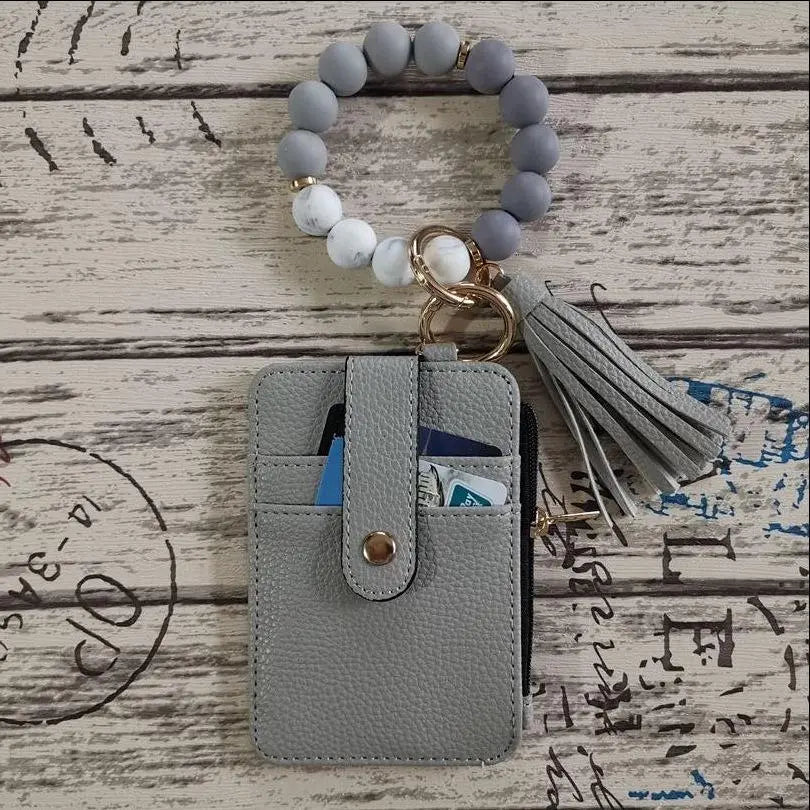 Holeapmo Boho Style Beaded & Tassel Decor Keychain, Fashionable Silicone Beaded Keychain for Women & Girls, Trendy All-match Keychain for Birthday Gift