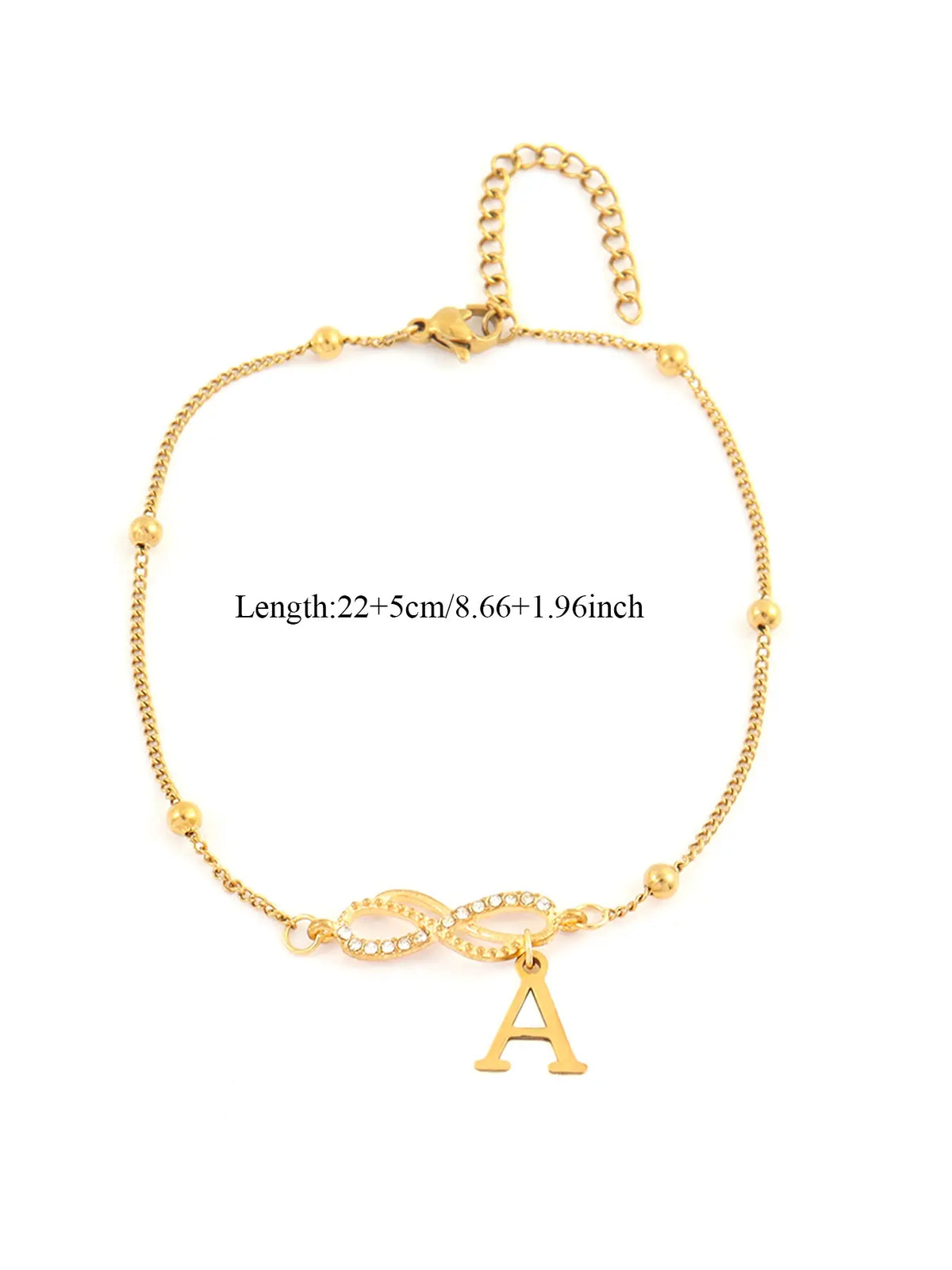 Women's Stainless Steel Anklet, Personalized Fashionable Infinite Symbol Initial Letter Design, Casual All-Season Foot Jewelry, Trendy Jewelry, Fashionable Accessory