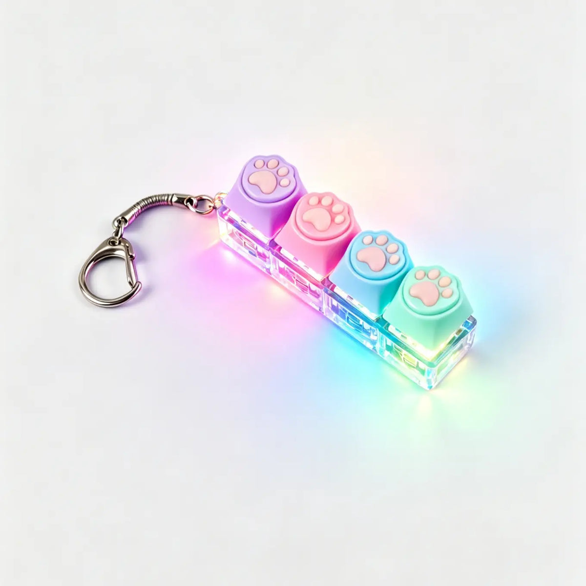 LED Light Keychain Keyboard, Light Up Keys, Press and Click Fidget Toy, Stress Relief Anxiety Relief, Portable Office Desk Accessory, Office Decoration Gift, Fidget Keyring