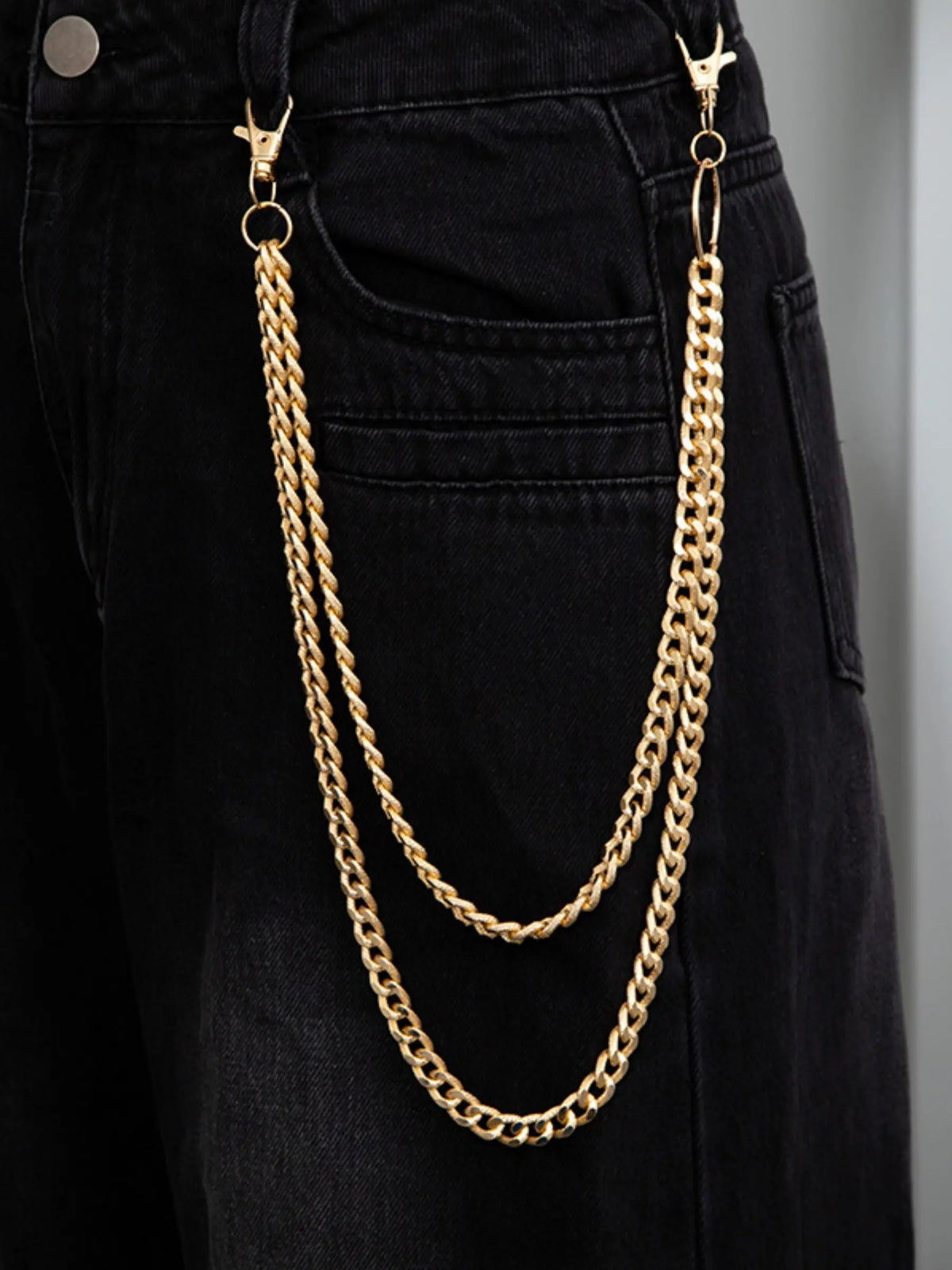 Men's Double Layer Pants Chain, Casual Pants Chain for Jeans Trousers, Pants Chain for Party, Daily Clothing Decor, Pants Chain for Gift, Adjustable Waist Chain, Waist Chain Accessory, Body Jewelry