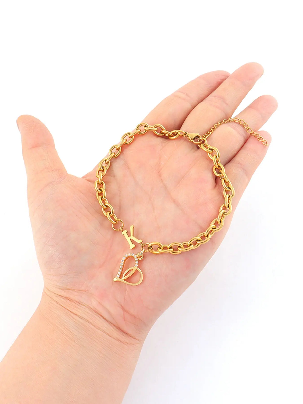 Women's Fashion Hollow Heart Pendant Ankle Chain, Anklet, Stainless Steel, Letter Pattern, All Seasons, Stylish Foot Jewelry