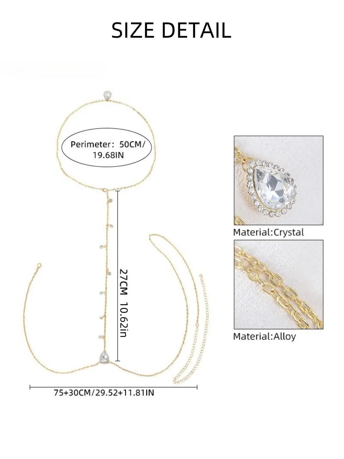 Rhinestone Decor Back Chain Necklace, Bling Chain, Fashion Body Jewelry for Party, Daily Clothing Decor, Trendy All-match & Exquisite Jewelry for Birthday Gift
