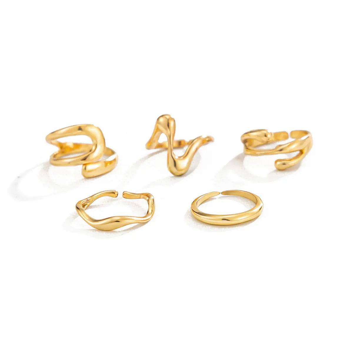 Women's 5-Piece Liquid Metal Toe Ring Set - Chunky Gold, Adjustable, Main Character Energy, Y2K Baddie Aesthetic, Boho Body Jewelry Set, Summer Beach Sports Outdoor Accessories, Daily Use, Low-Upkeep Female Gift, Accessories for Women