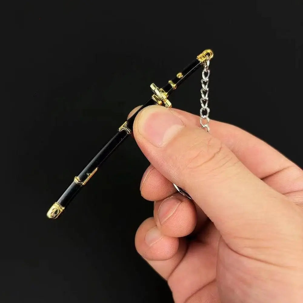 9cm One Piece Keychain Zoro With Anti-Lost Chain Metal Sword Model Gift For Anime Cosplay Charms Keyring Backpack Pendant, Keychain Accessories, Aesthetic Keychain, Anime Merchandise, Role Play Keychain Included Metal Keychains