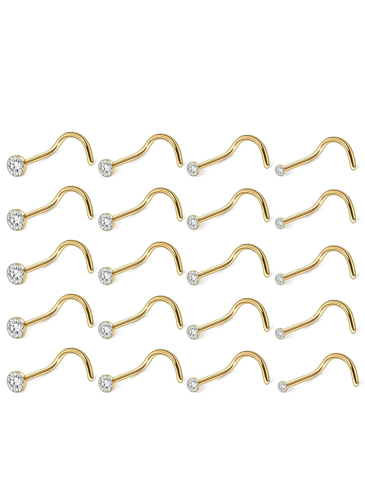 20Pcs 20G Nose Rings Studs for Women Men Hypoallergenic Surgical Steel Nose Stud L Shape Nose Ring Nose Screw Multiple Sizes 1.5/2/2.5/3mm Nose Piercing Jewelry, Body Piercings, Plain Pattern Nose Studs for Daily & Party Wear Body Jewelry Perfect Gift