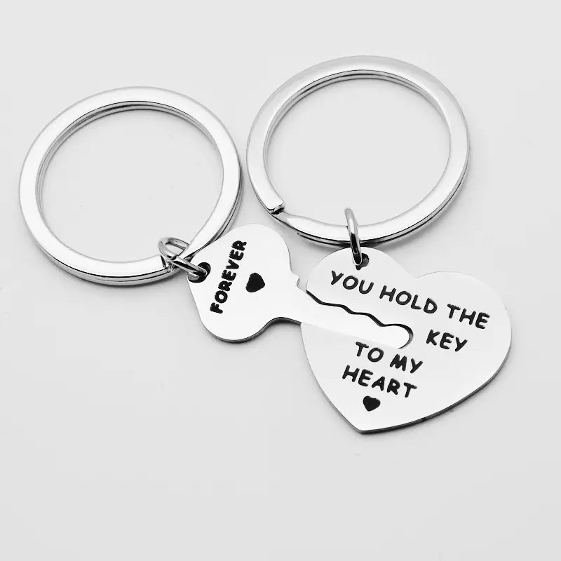 2pcs Set Men Women Cute Heart Key Keychain Couple Key Ring Lovers Key Chain Jewelry Accessory Gift