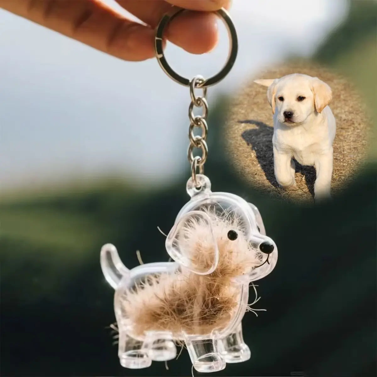 Personalized Acrylic Dog Fur Keychain - 1.7in Mini Sentimental Pet Hair Holder, Simple Fill, Silicone Seal, Compact Water-Resistant Durable ASMR Collectible, Wear Anywhere, Hang on Keys or Bags, Carry Love Everywhere Memorial Gift for Dog Parents
