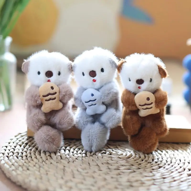 2pcs/3pcs Kawaii Otter Plush Toy Keychain - Aesthetic Animal Pendant Charm, Key Chain Decorations, Soft Stuffed Doll Accessory, Whimsical Quirky Gifts, Gifts for Girlfriend, Kawaii Fashion Accessories