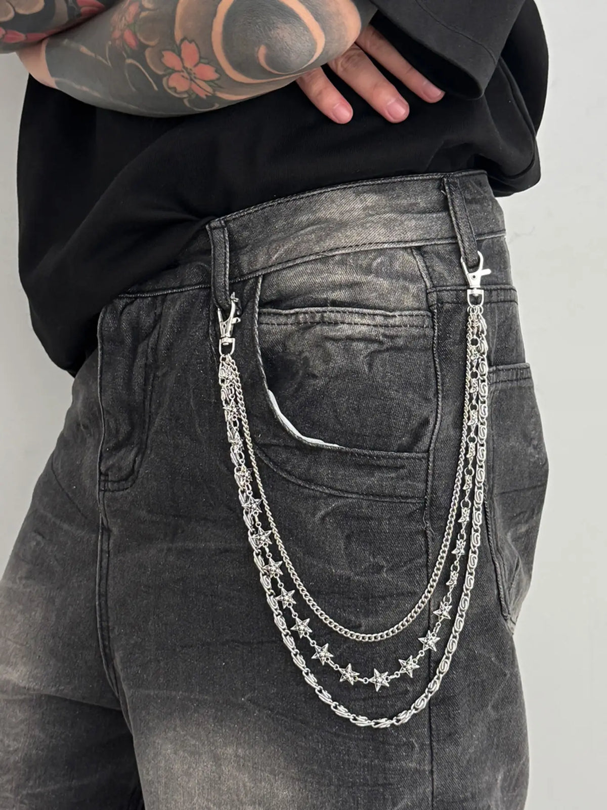 Unisex Fashion Multi-Layered Tassel Pants Chain, Bop Chain, Casual Hip-Hop Style Accessory, Perfect for Daily Wear, All Seasons, Adjustable Waist Chain, Body Chain Accessory