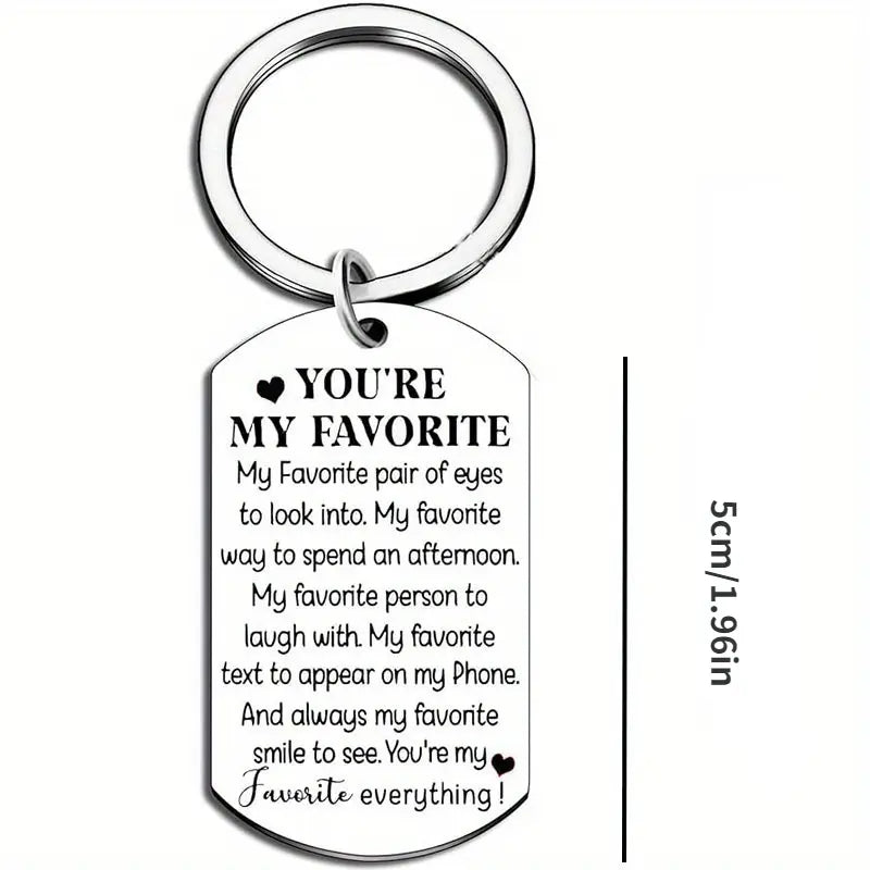 Unisex 2-Piece Engraved Heart Keychain Set with Love Messages, Fashion Costume Jewelry Accessory, Boyfriend Gift for Valentine’s Day Anniversary