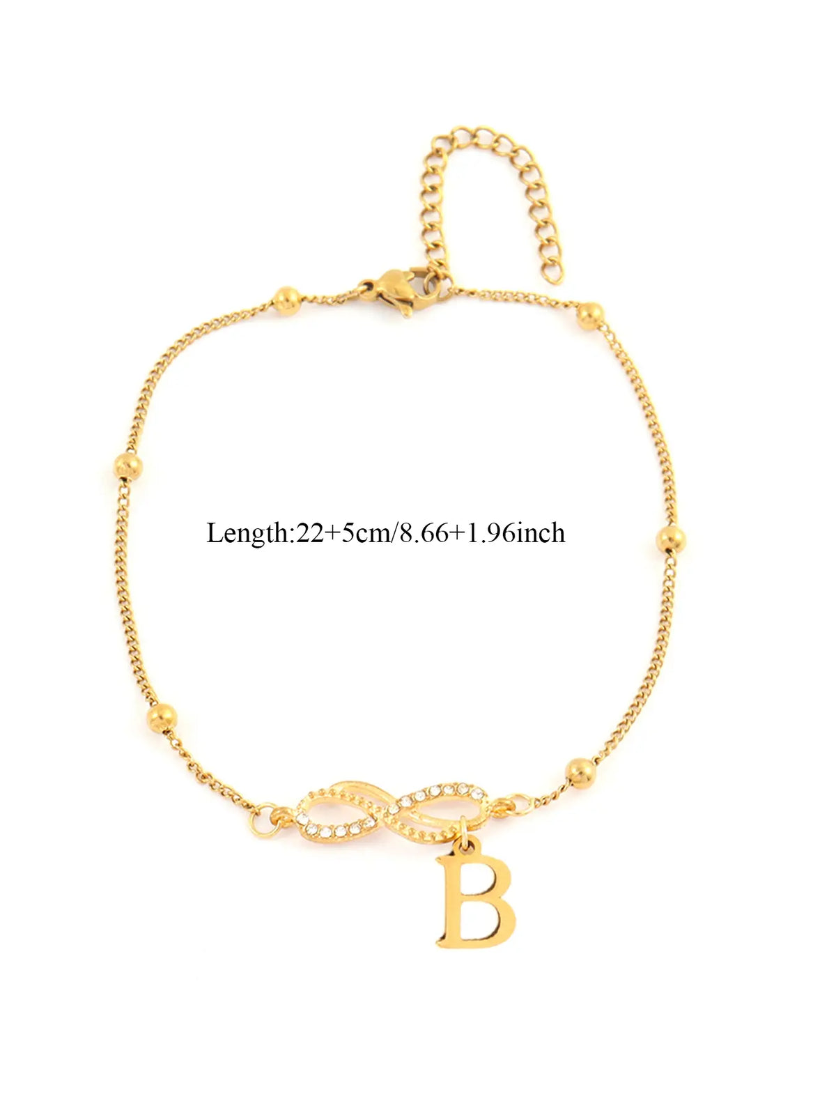 Women's Stainless Steel Anklet, Personalized Fashionable Infinite Symbol Initial Letter Design, Casual All-Season Foot Jewelry, Trendy Jewelry, Fashionable Accessory