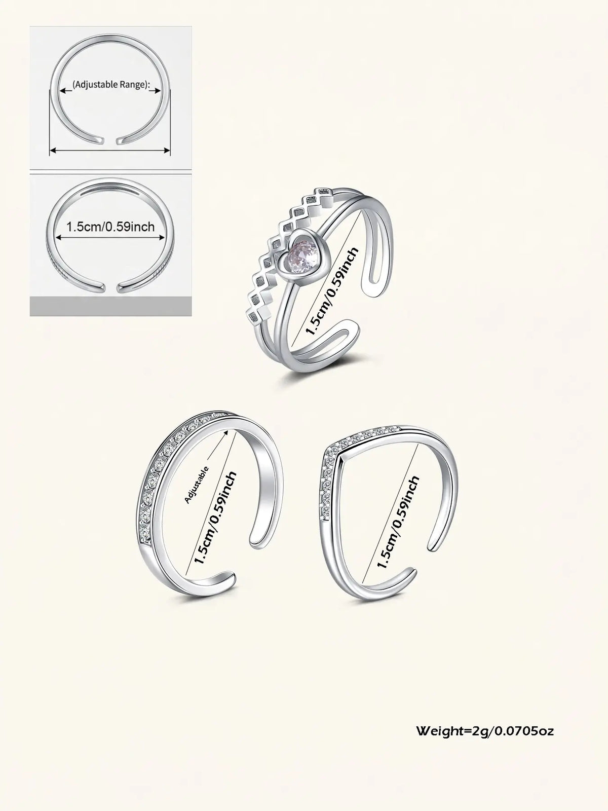 Women's Hypoallergenic Stainless Steel Sparkling Zircon Inlay CZ Toe Rings, Adjustable Open Band Toe Ring Foot Jewelry for Parties and Summer Wear