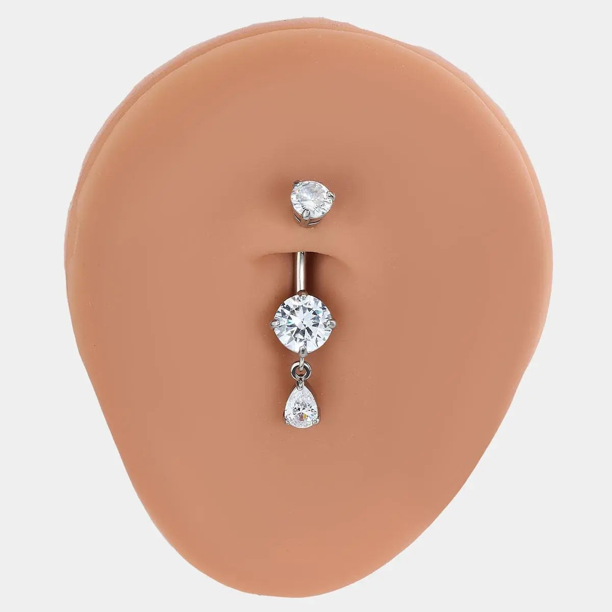 OUFER 14G Rhinestone Dangle Navel Piercing Belly Button Ring, Non Tarnish Stainless Steel Women's Body Jewelry Accessory, Navel Piercing Jewelry