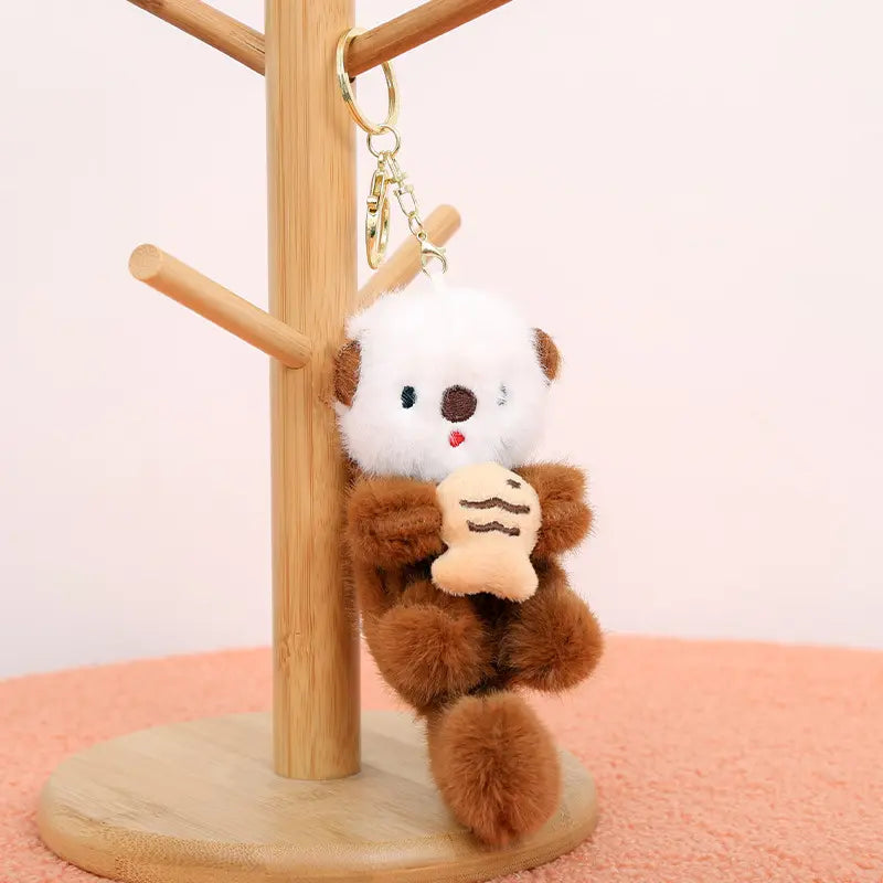 2pcs/3pcs Kawaii Otter Plush Toy Keychain - Aesthetic Animal Pendant Charm, Key Chain Decorations, Soft Stuffed Doll Accessory, Whimsical Quirky Gifts, Gifts for Girlfriend, Kawaii Fashion Accessories