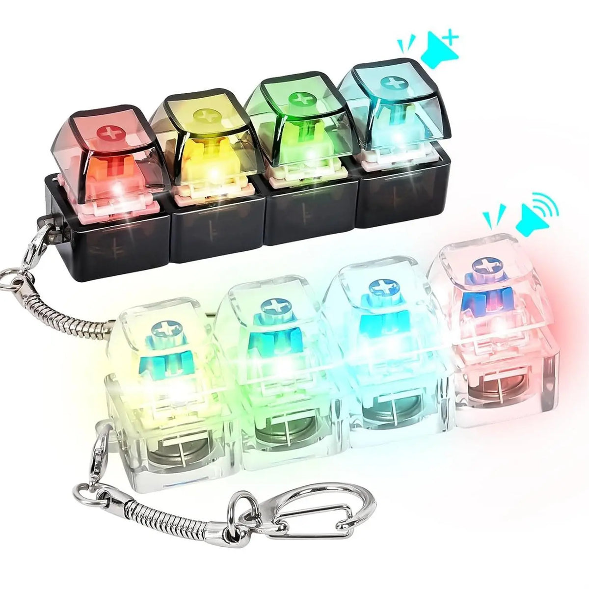 Transparent ABS Mechanical ASMR Clicker Fidget Keychain - Minimalist Design, Portable Sensory Gadget for Accessories Adults Stress Relief & Concentration, Keychain for Purse, Quirky Unisex Self-Care Gift
