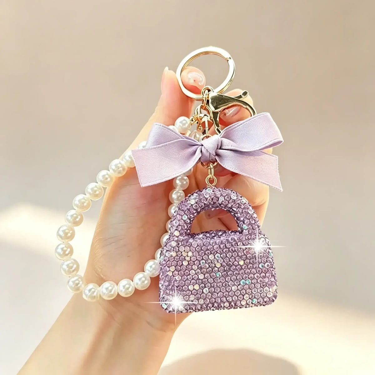Shiny Rhinestone Bow Keychain Charm - Lightweight, Durable Phone Charm with Ring Hook, Compact Purse Bag Pendant, Holiday Giftready Accessory for Ladies