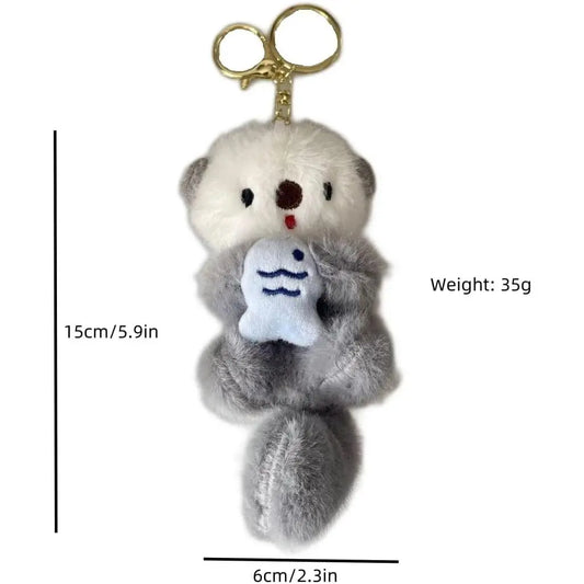2pcs/3pcs Kawaii Otter Plush Toy Keychain - Aesthetic Animal Pendant Charm, Key Chain Decorations, Soft Stuffed Doll Accessory, Whimsical Quirky Gifts, Gifts for Girlfriend, Kawaii Fashion Accessories