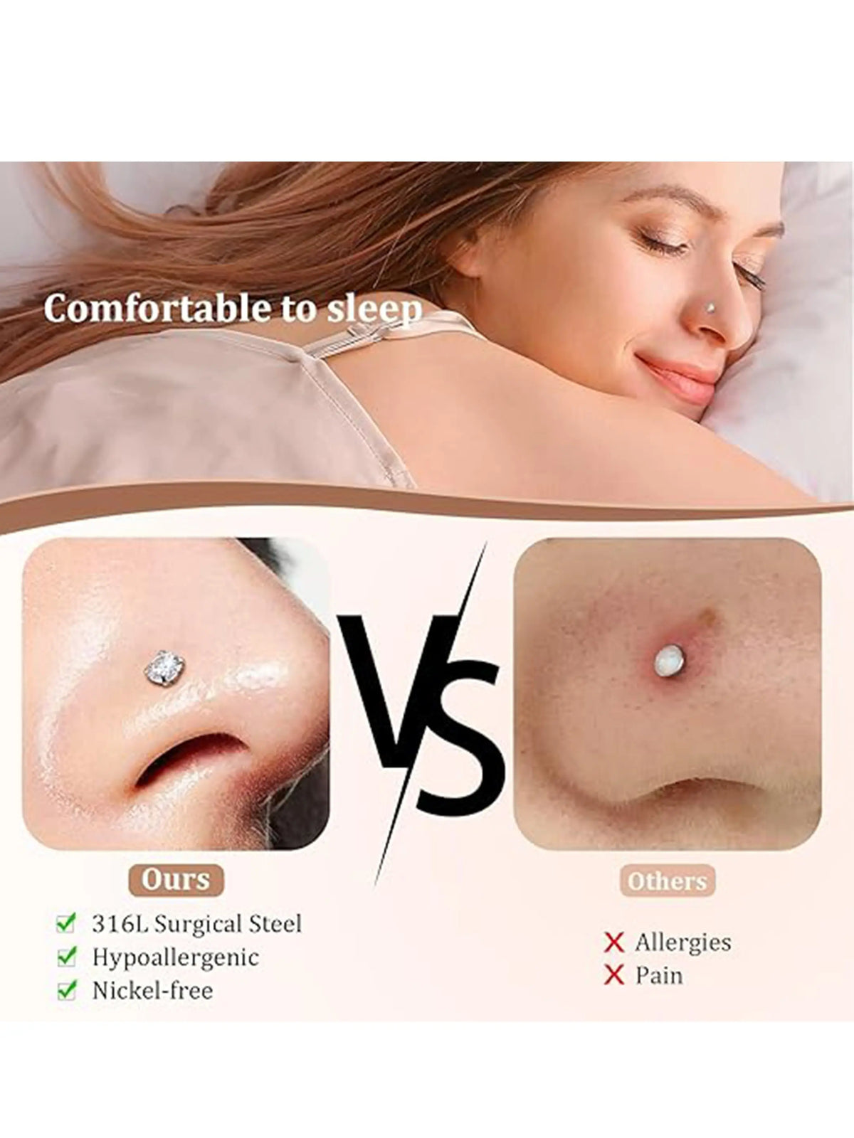 20Pcs 20G Nose Rings Studs for Women Men Hypoallergenic Surgical Steel Nose Stud L Shape Nose Ring Nose Screw Multiple Sizes 1.5/2/2.5/3mm Nose Piercing Jewelry, Body Piercings, Plain Pattern Nose Studs for Daily & Party Wear Body Jewelry Perfect Gift