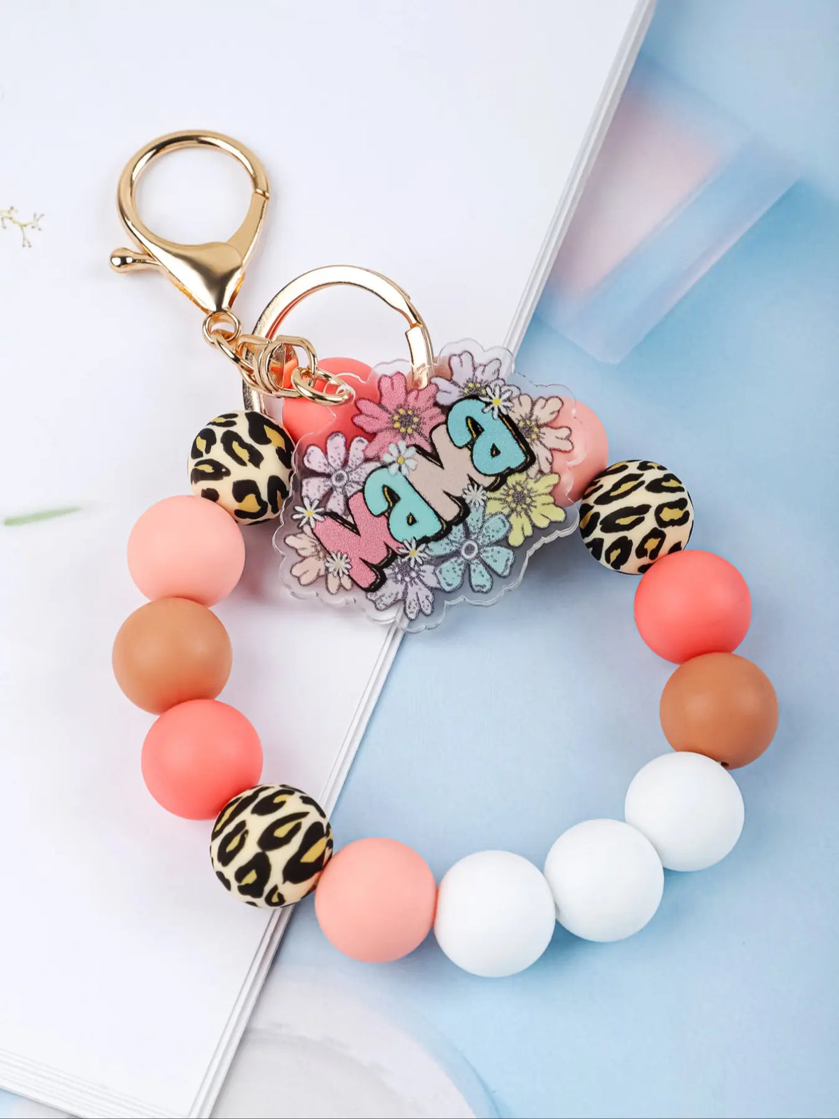 Christian Bible Cross Keychain, Mother's Day Gift for Mom, Faith Beaded Wristlet Keychain, Religious Boho Bag Charm, Key Charms, 1 Count
