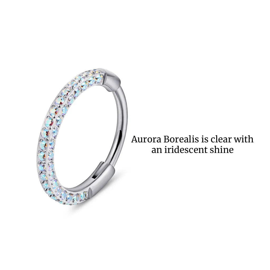 Titanium Triple Sided Micro Gem Hinged Nose Hoop Beauty Mark Jewelry