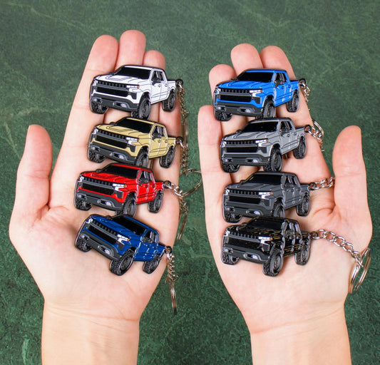 Chevy Keychain Compatible with Chevy Silverado 1500 Accessories - Toy Truck Gifts Men Key Fob Cover Chevrolet Truck 4x4 Key Chain Gifts under 20