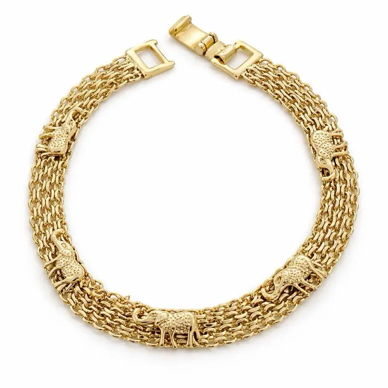 Women's Animal-Themed Elephant Anklet - Unisex Design Gold-Coated Metal Costume Jewelry, 10in Casual Accessory, Any Occasion Bestie Gift Pick