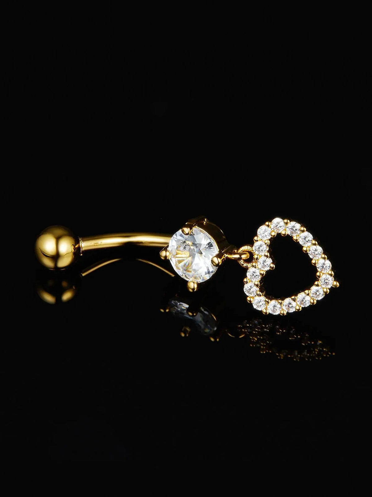 YLNWH Rhinestone Decor Belly Button Ring Navel Ring, Cute Butterfly Flower & Love Heart Charm Belly Ring, Chic Body Piercing Jewelry for Women & Girls Valentine's Day Gift