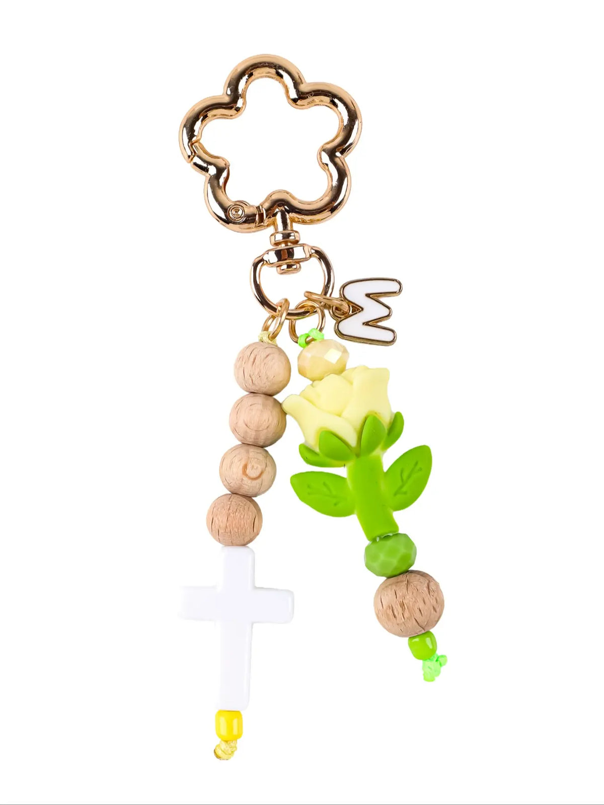 Christian Bible Cross Keychain, Mother's Day Gift for Mom, Faith Beaded Wristlet Keychain, Religious Boho Bag Charm, Key Charms, 1 Count