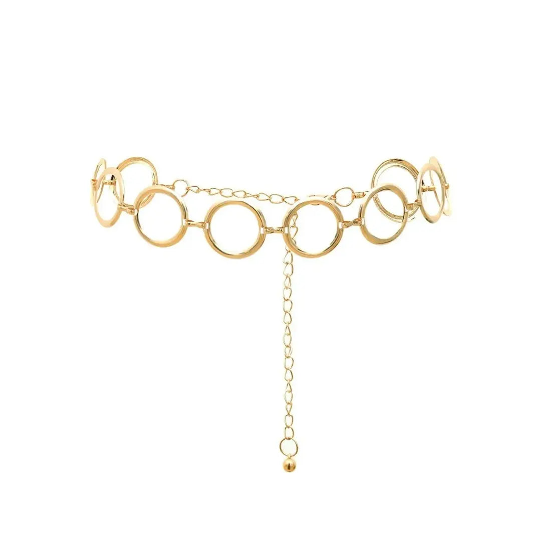Women's Adjustable Gold Alloy Waist Chain Accessory - 109cm Dangle Big Circle Design, All-Season Wear, Chic Body Jewelry, Accessories for Women